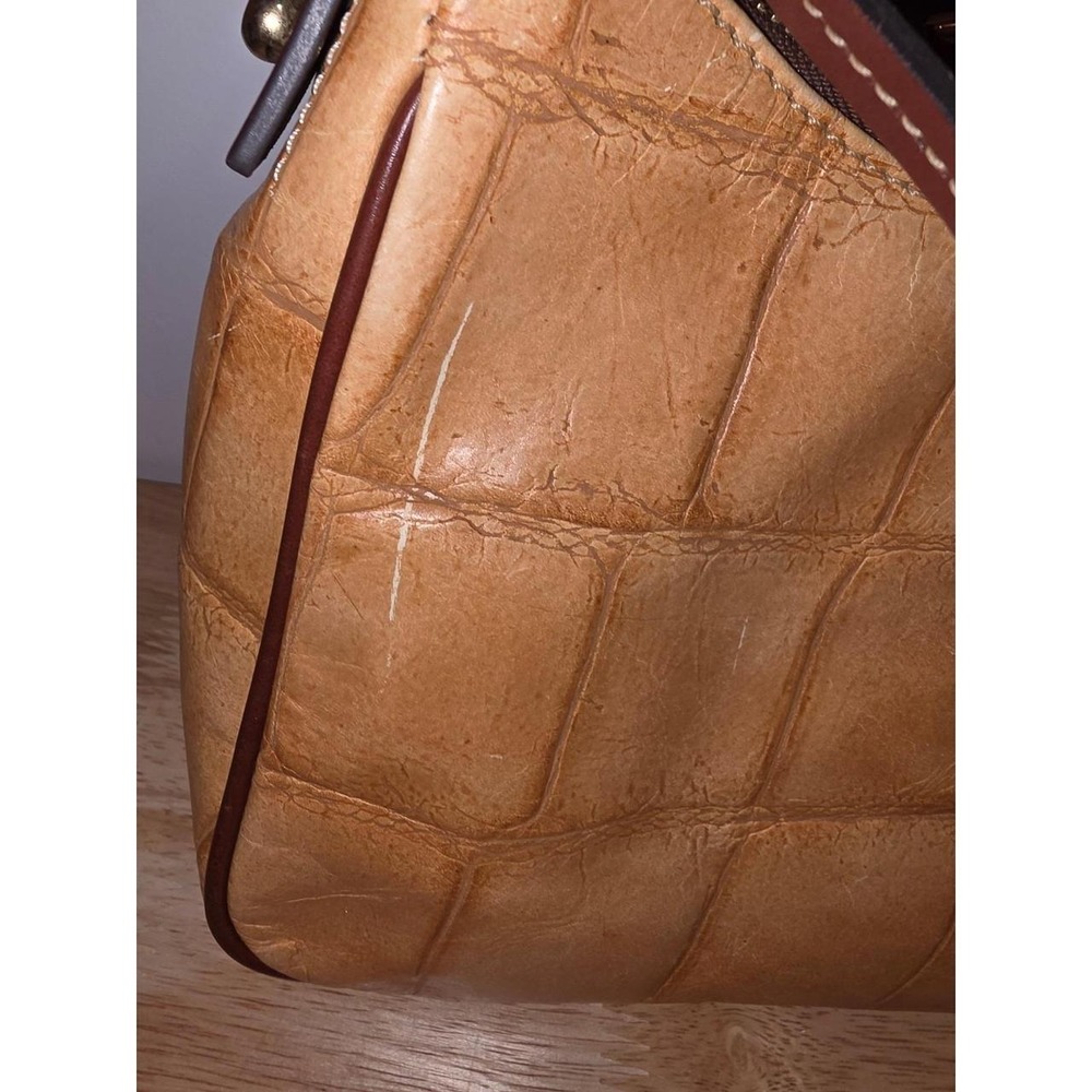 vintage Dooney & Bourke crocodile-embossed leather shoulder hobo bag yellow - Picture 5 of 5